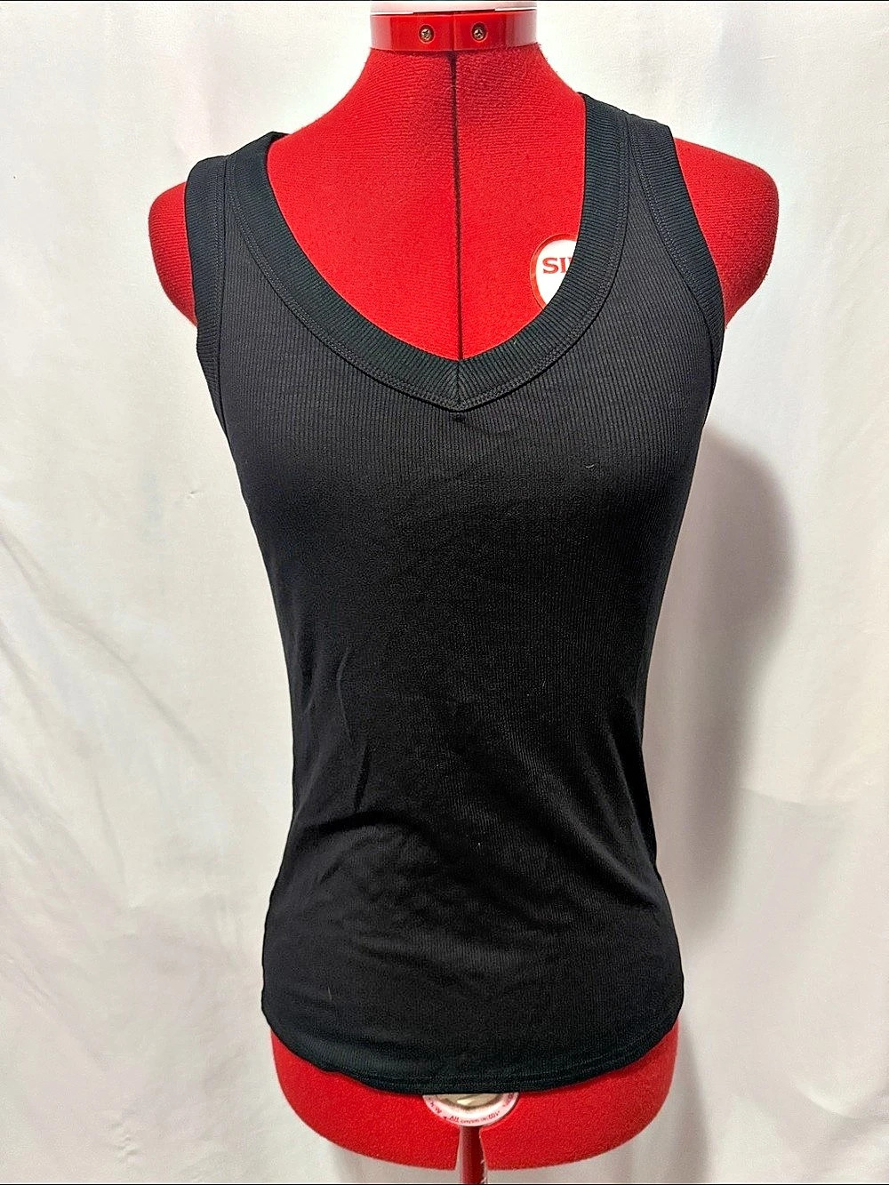 ANRABESS Ribbed V-Neck Tank Top Black Medium